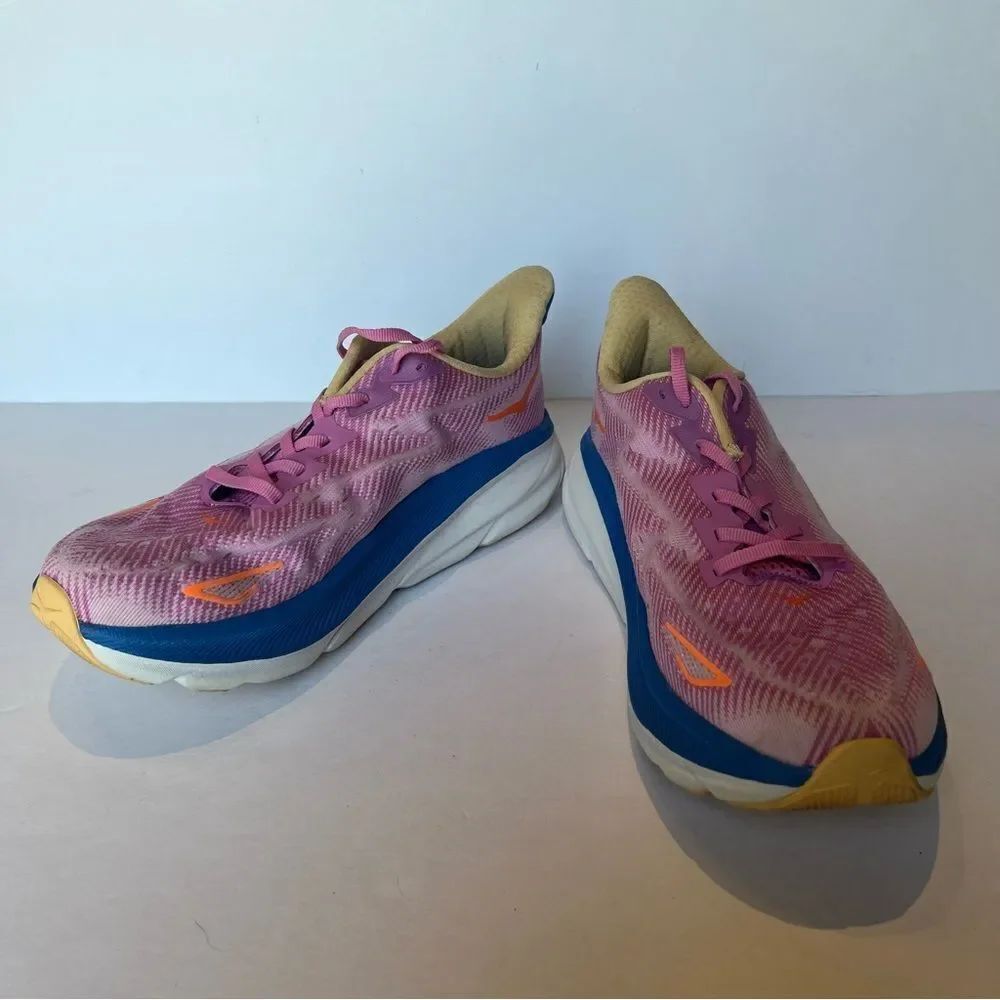 Hoka One Clifton 9 Men's Athletic Shoes Pink/Blue Multi Size 9D
